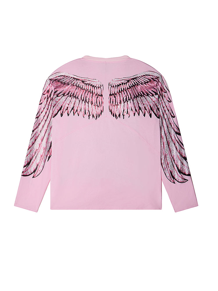 tch luxury rhinestone bady dragon sparkle top with wings sleeve pink HighEnd Luxury Streetwear Brand Official Showcase