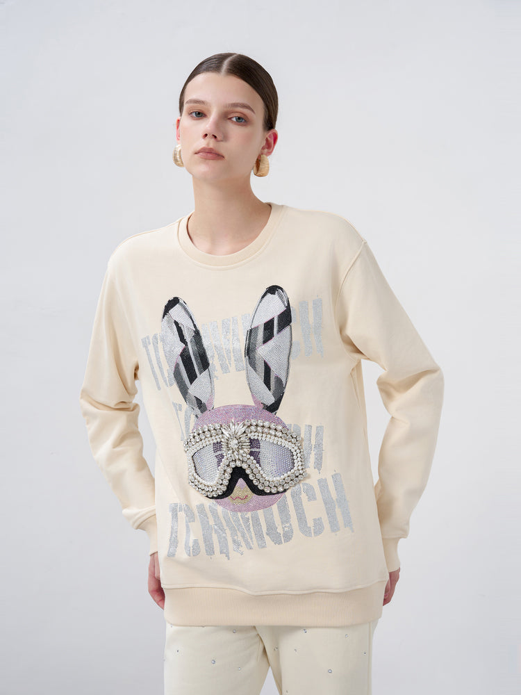 tch luxury rhinestone graphic sweatshirt beige HighEnd Luxury Streetwear Brand Official Showcase
