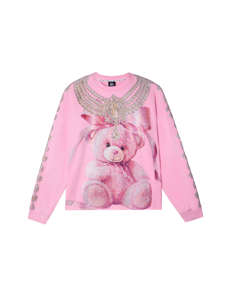 TCH Luxury Teddy Rhinestone Sparkle Sweatshirt pink HighEnd Luxury Streetwear Brand Official Showcase
