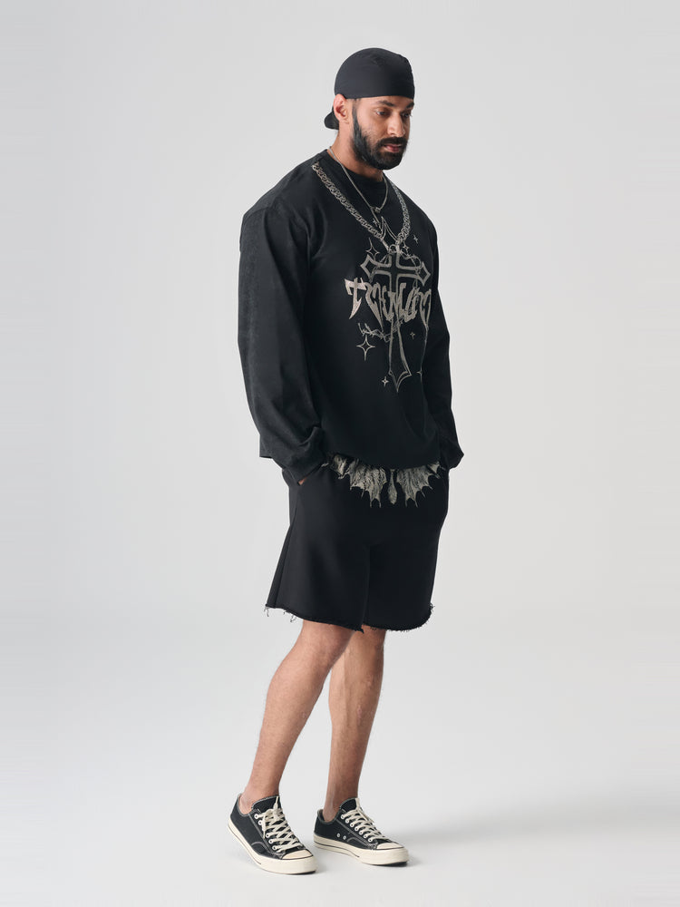 tch men rhinestone-embedded punk cross graphic top black HighEnd Luxury Streetwear Brand Official Showcase