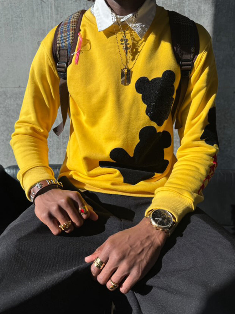 tch men's graphic bear long sleeve sweatshirt yellow HighEnd Luxury Streetwear Brand Official Showcase