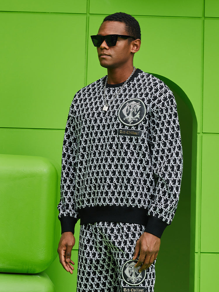 tch men's jacquard cotton sweatshirt black HighEnd Luxury Streetwear Brand Official Showcase