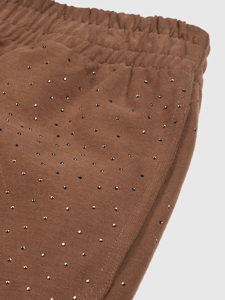tch mens rhinestone cotton jogging shorts brown HighEnd Luxury Streetwear Brand Official Showcase
