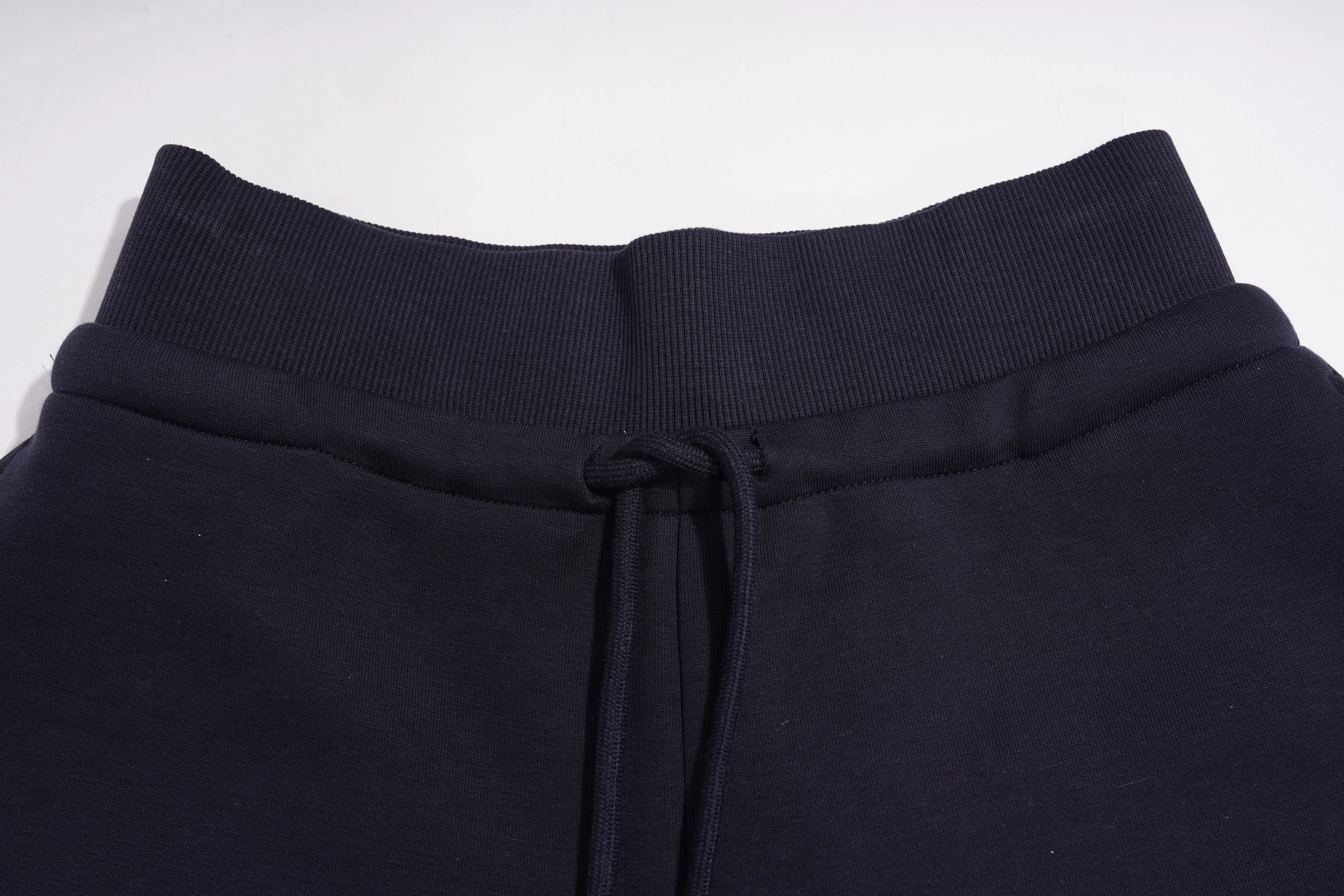 Close-up of black sweatpants with a drawstring on a white background, TCH Navy Sailor Bow Wings Rhinestone Two-Piece Set