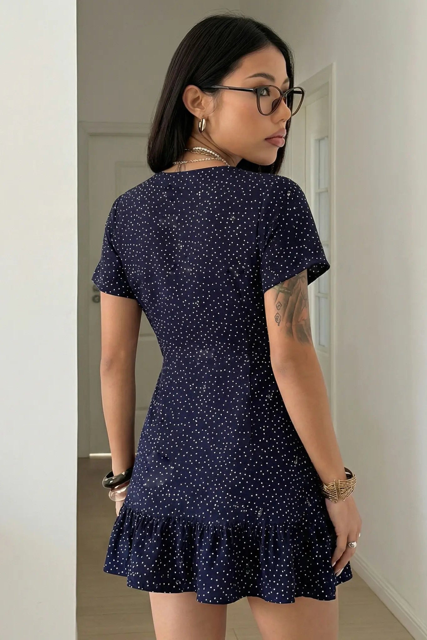 TCH Navy Teddy Bear Bow Rhinestone Dress, TCH Navy Teddy Bear Bow Rhinestone Dress