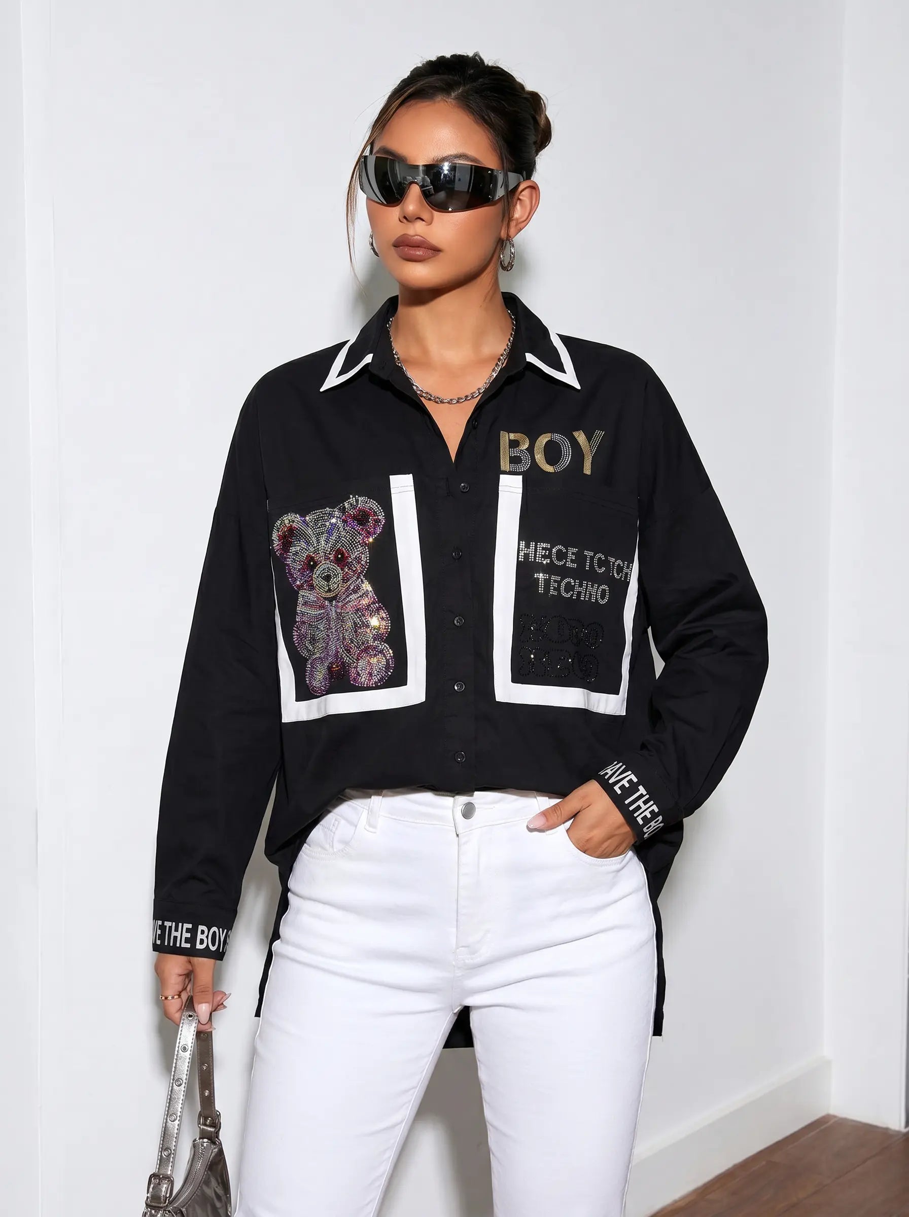 TCH Oversized Graphic Patchwork Shirt Jacket Luxury Streetwear Brand Official Showcase
