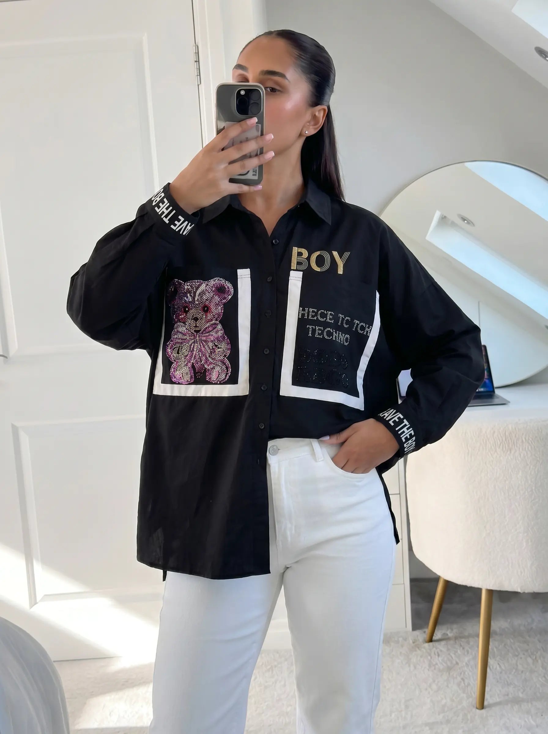 TCH Oversized Graphic Patchwork Shirt Jacket Luxury Streetwear Brand Official Showcase