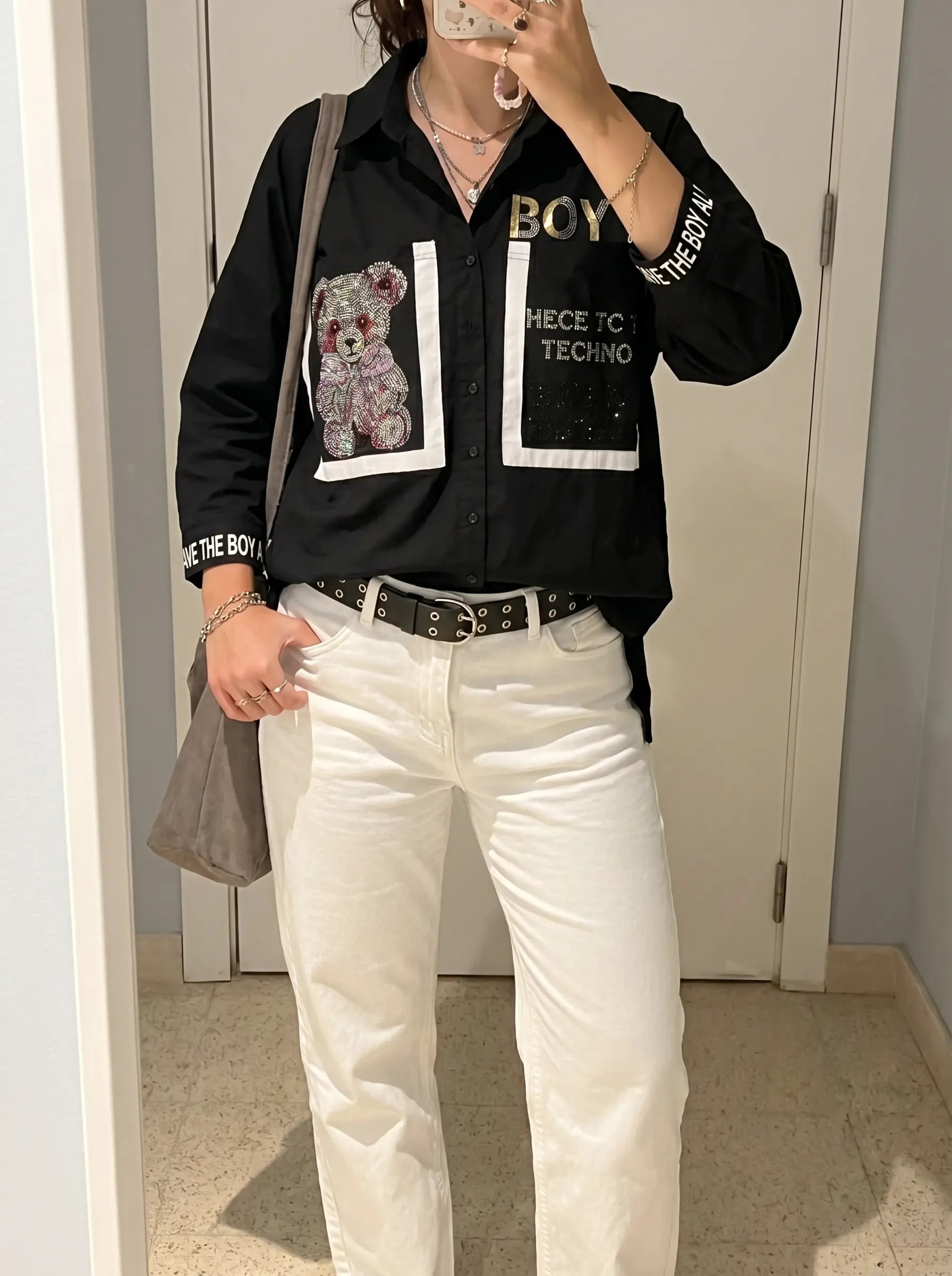 TCH Oversized Graphic Patchwork Shirt Jacket Luxury Streetwear Brand Official Showcase