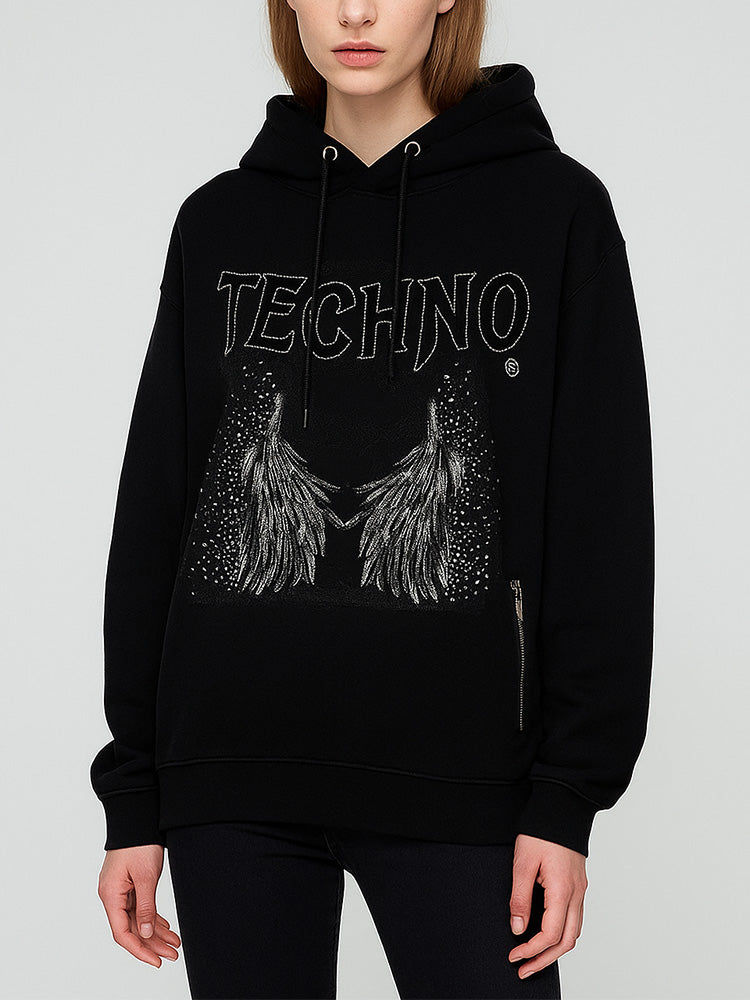 tch oversized wedding dress rhinestone sparkle hoodie black HighEnd Luxury Streetwear Brand Official Showcase