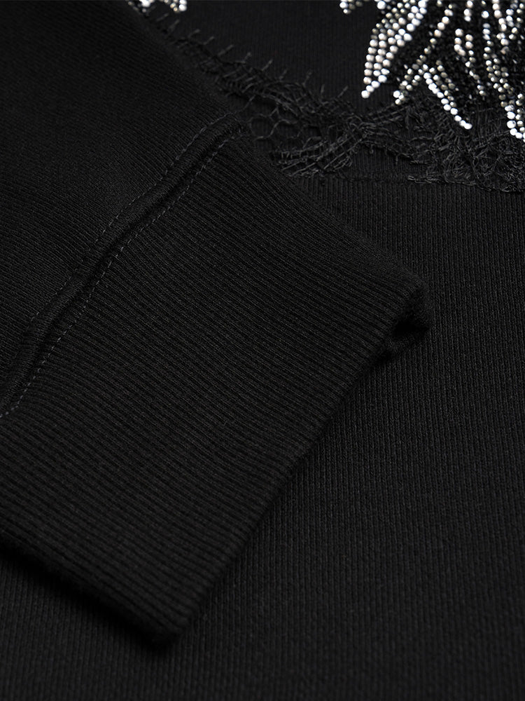 tch oversized wedding dress rhinestone sparkle hoodie black HighEnd Luxury Streetwear Brand Official Showcase