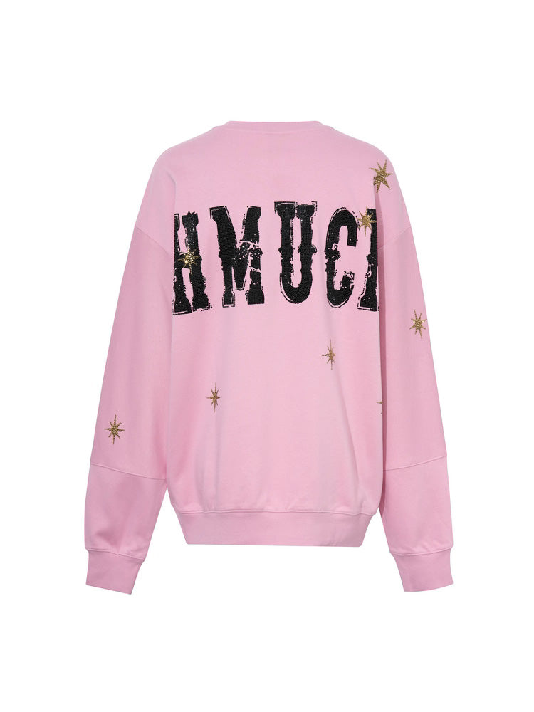 tch pink rhinestone cartoon print sweatshirt pink HighEnd Luxury Streetwear Brand Official Showcase
