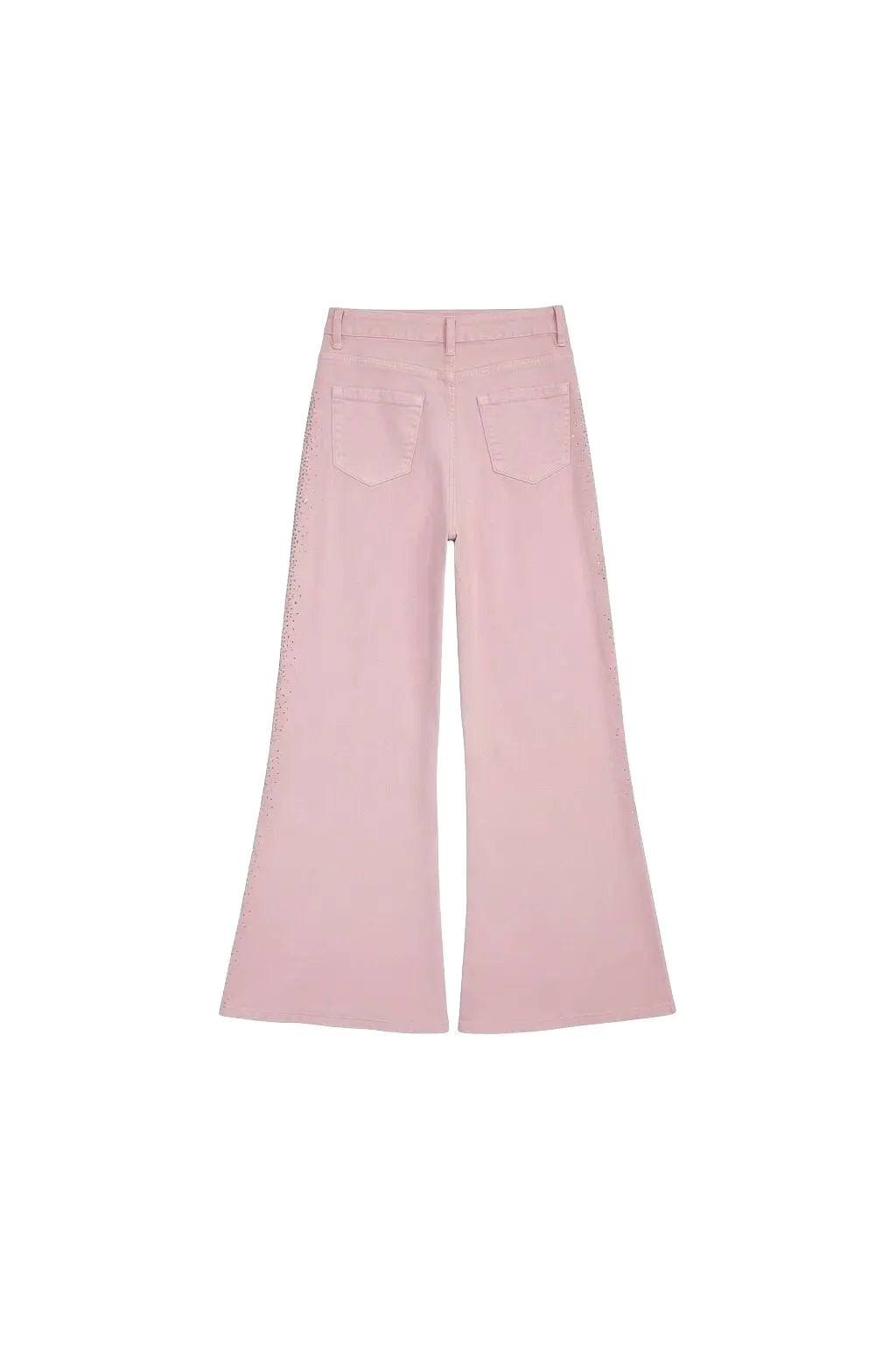 Pink pants on a white background, TCH Pink Rhinestone Gradient Denim Jeans with Logo Detail