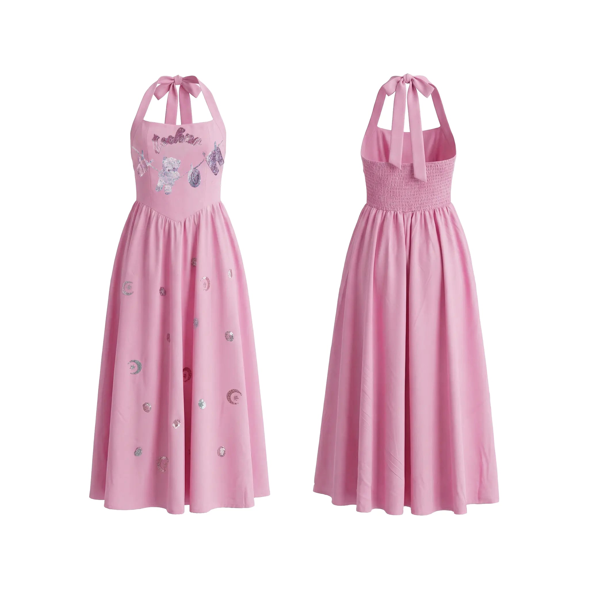 Two pink dresses on a white background, TCH Pink Rhinestone Teddy Laundry Story Dress