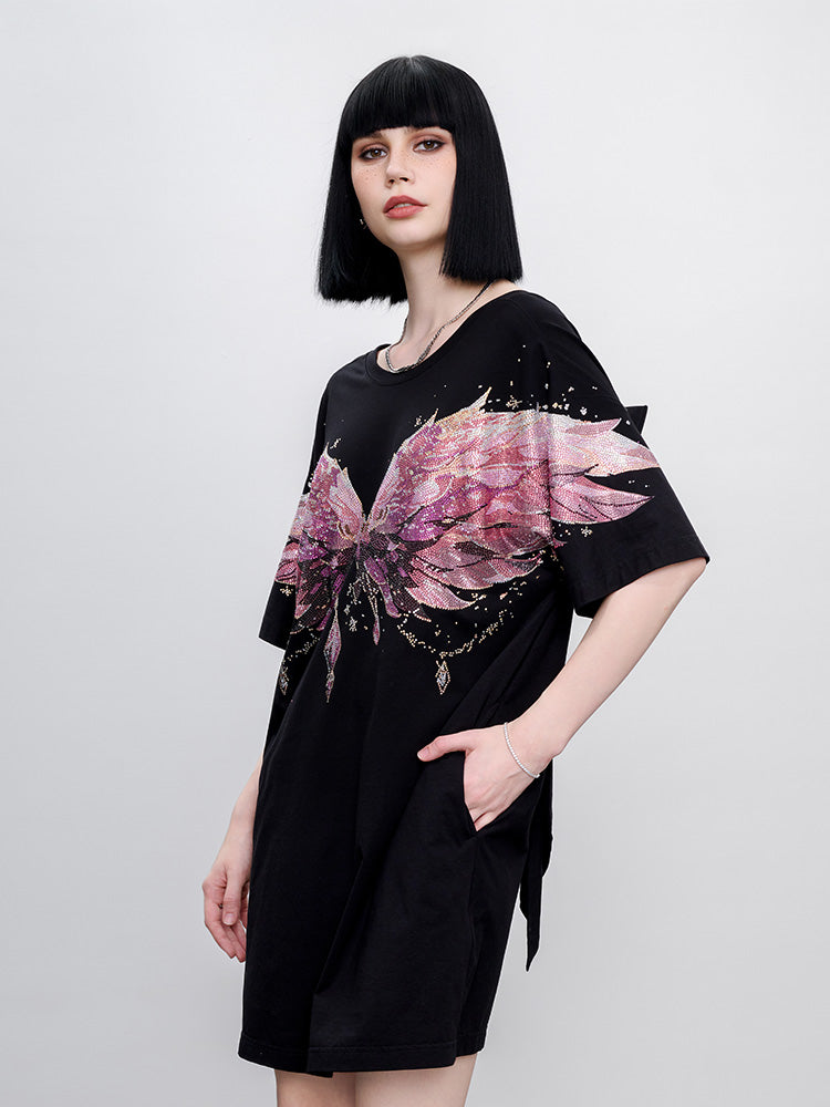 tch pink rhinestone wings bow short dress black HighEnd Luxury Streetwear Brand Official Showcase