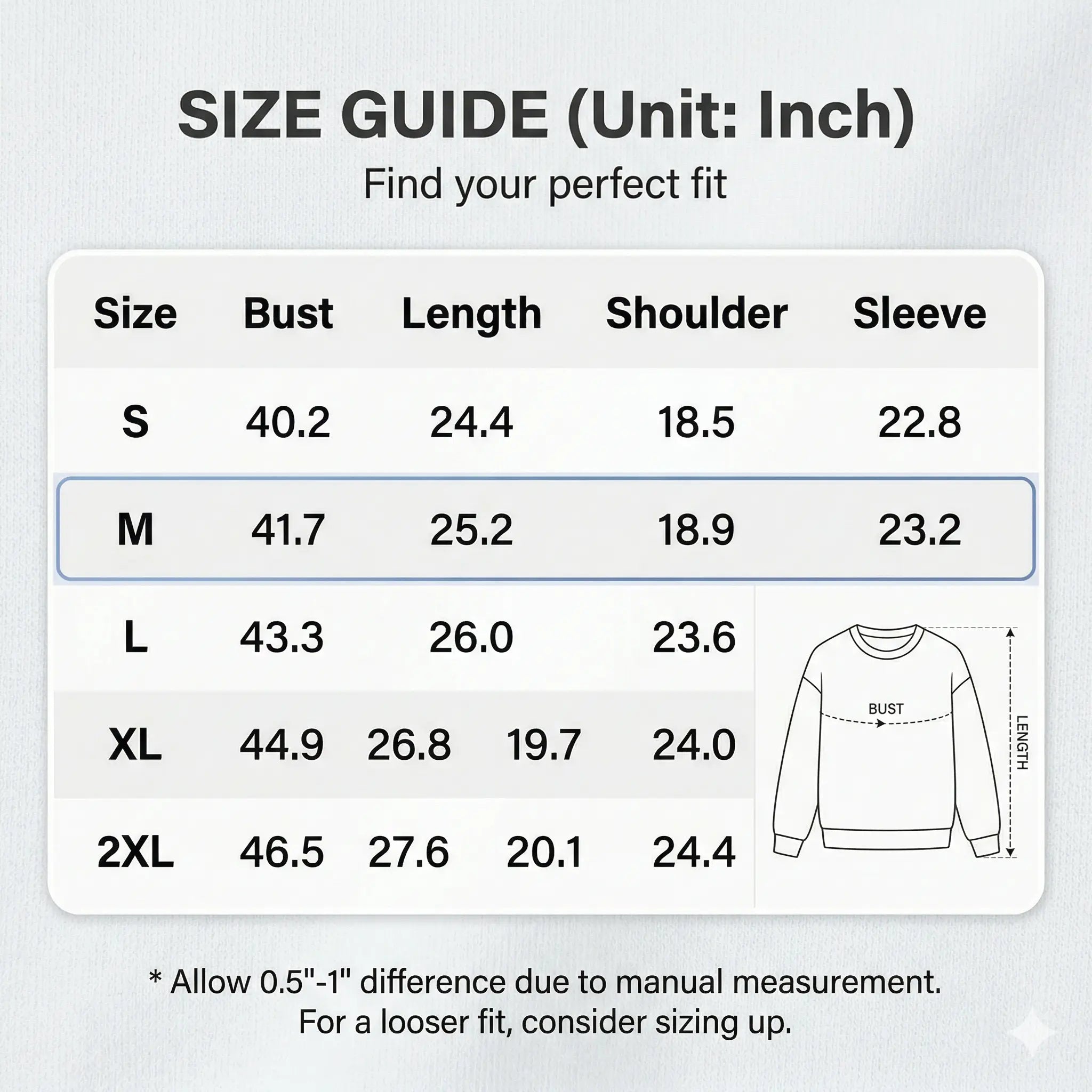 Size guide for a sweatshirt with measurements in inches, TCH Pink Teddy Rhinestone Sweatshirt