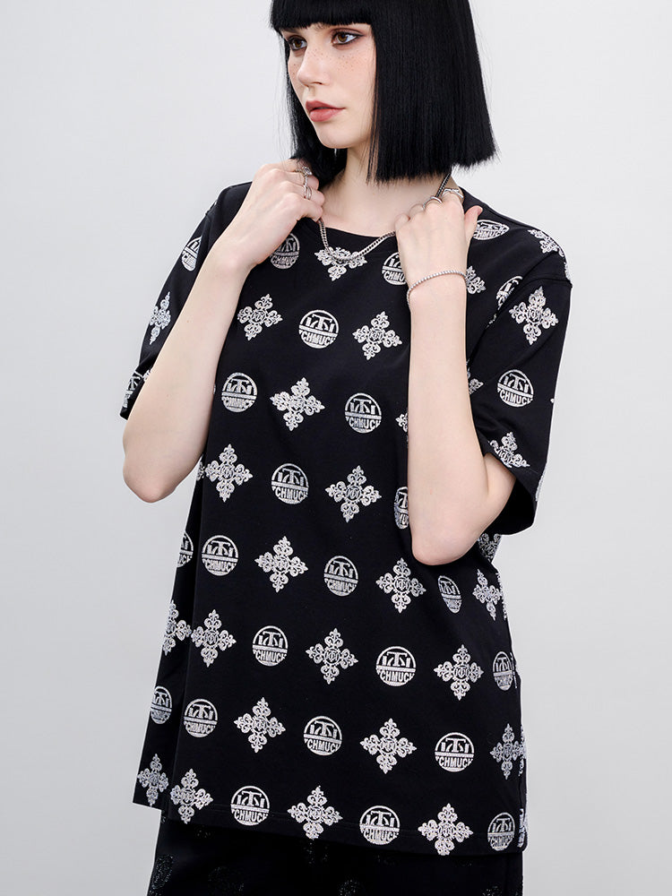 tch pre-sale logo rhinestone allover graphic t-shirt black HighEnd Luxury Streetwear Brand Official Showcase