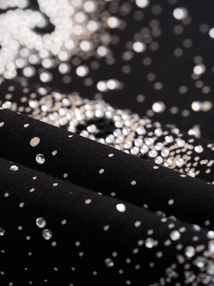 tch pre-sale sparkling crystal allover logo print midi dress black HighEnd Luxury Streetwear Brand Official Showcase