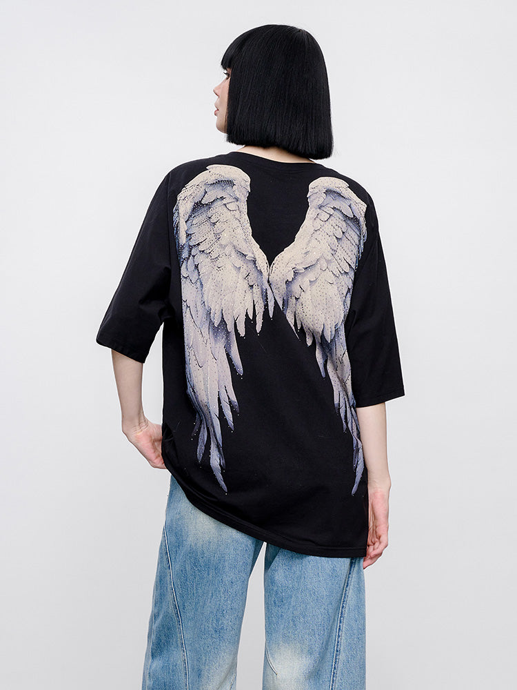 TCH Pre-sale Sparkling Rhinestone Wings Luxury T-Shirt black HighEnd Luxury Streetwear Brand Official Showcase
