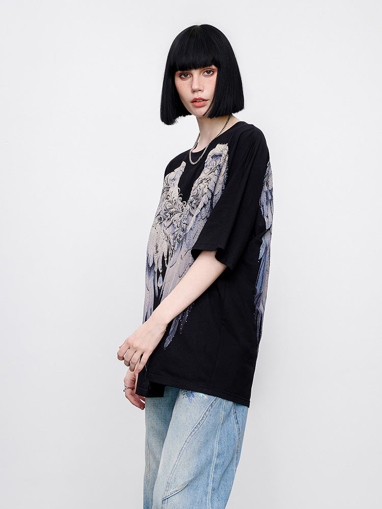 TCH Pre-sale Sparkling Rhinestone Wings Luxury T-Shirt black HighEnd Luxury Streetwear Brand Official Showcase