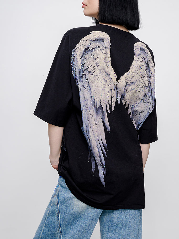 TCH Pre-sale Sparkling Rhinestone Wings Luxury T-Shirt black HighEnd Luxury Streetwear Brand Official Showcase