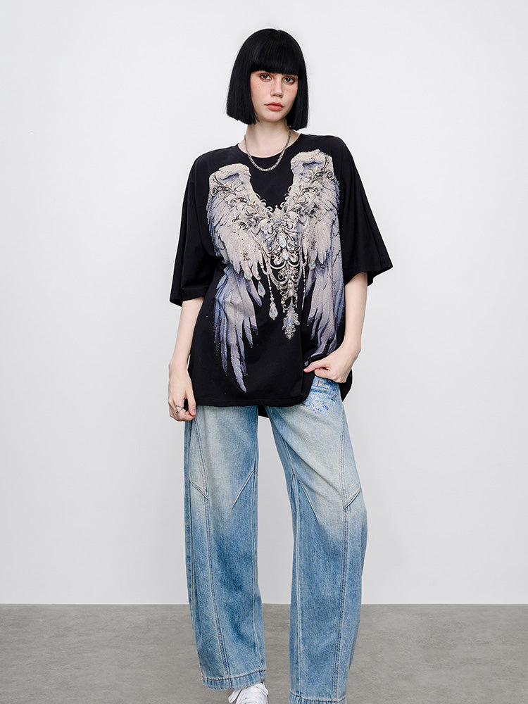 TCH Pre-sale Sparkling Rhinestone Wings Luxury T-Shirt black HighEnd Luxury Streetwear Brand Official Showcase