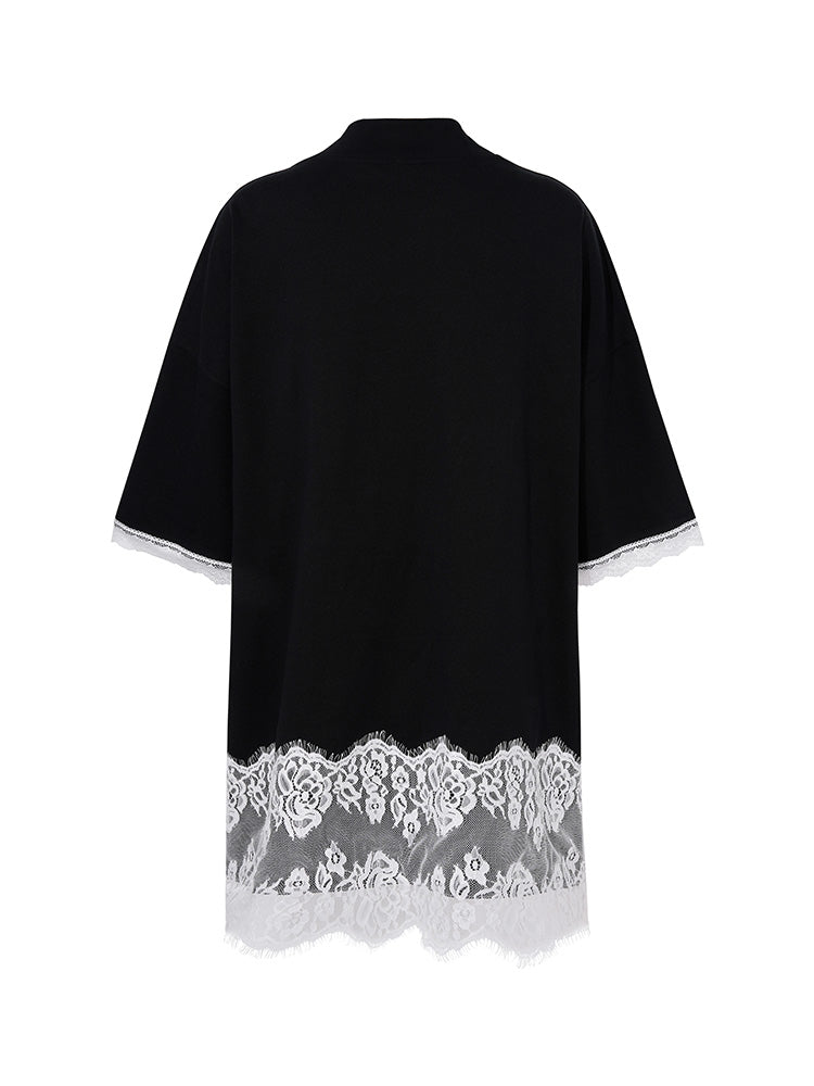tch presale rhinestone contrast lace t shirt dress black HighEnd Luxury Streetwear Brand Official Showcase