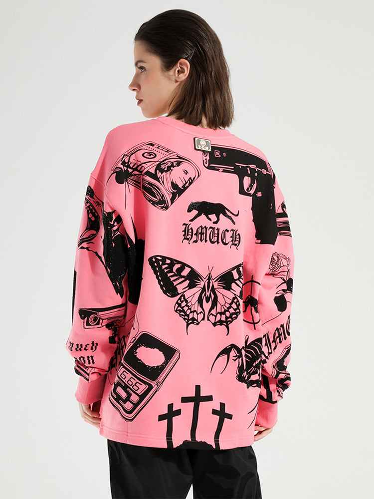 tch print long sleeve cotton unisex sweatshirt pink HighEnd Luxury Streetwear Brand Official Showcase