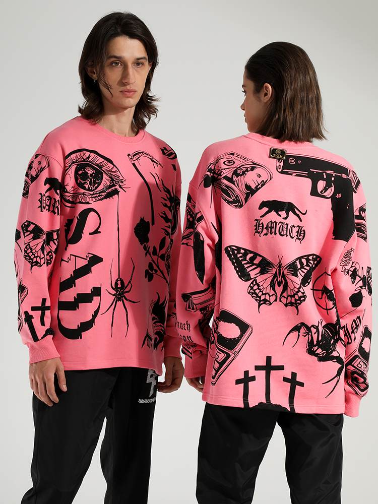 tch print long sleeve cotton unisex sweatshirt pink HighEnd Luxury Streetwear Brand Official Showcase