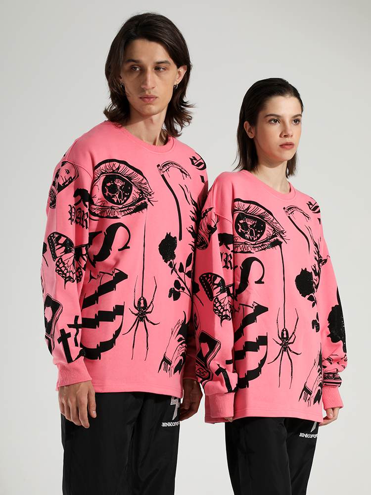 tch print long sleeve cotton unisex sweatshirt pink HighEnd Luxury Streetwear Brand Official Showcase