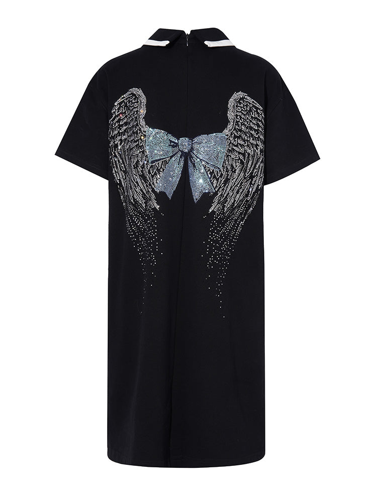 tch rabbit rhinestone polo mini dress with wings style black HighEnd Luxury Streetwear Brand Official Showcase