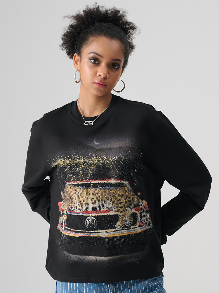 tch retro rhinestone unisex graphic pullover black HighEnd Luxury Streetwear Brand Official Showcase
