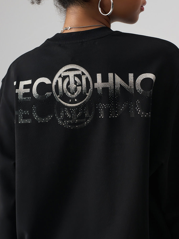 tch retro rhinestone unisex graphic pullover black HighEnd Luxury Streetwear Brand Official Showcase