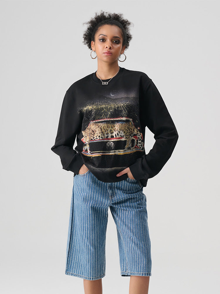 tch retro rhinestone unisex graphic pullover black HighEnd Luxury Streetwear Brand Official Showcase