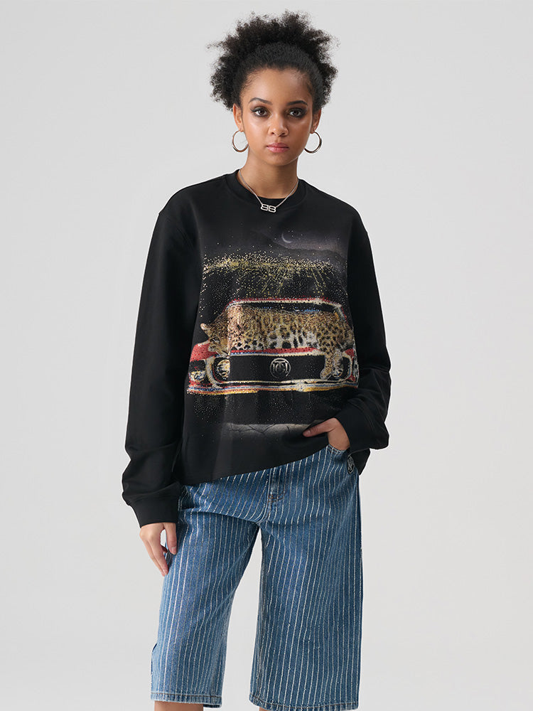 tch retro rhinestone unisex graphic pullover black HighEnd Luxury Streetwear Brand Official Showcase