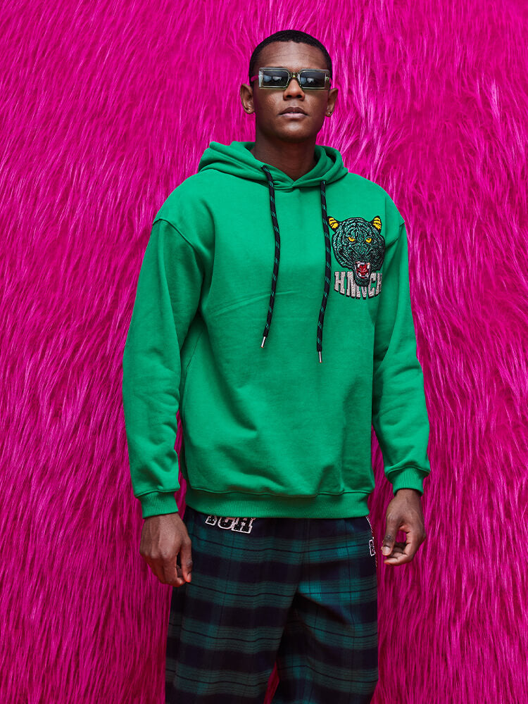 tch rhineston letter print pullover hoodie green HighEnd Luxury Streetwear Brand Official Showcase