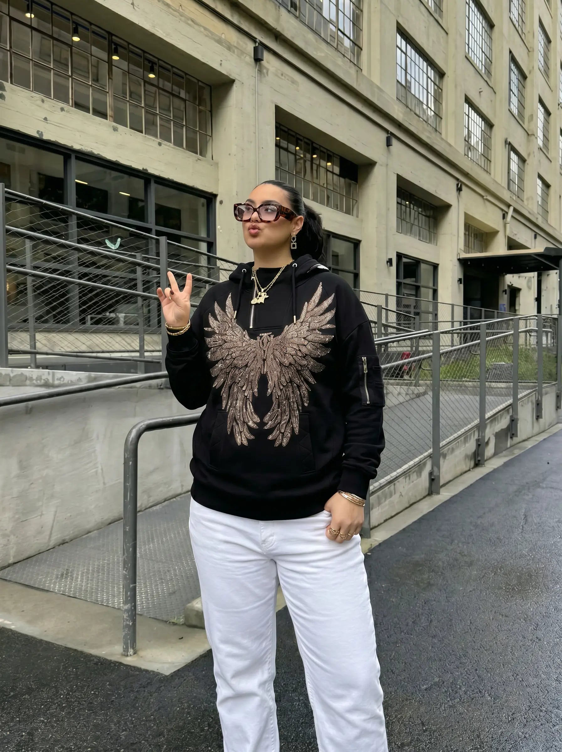 TCH Rhinestone Angel Wings Hoodie Luxury Streetwear Brand Official Showcase