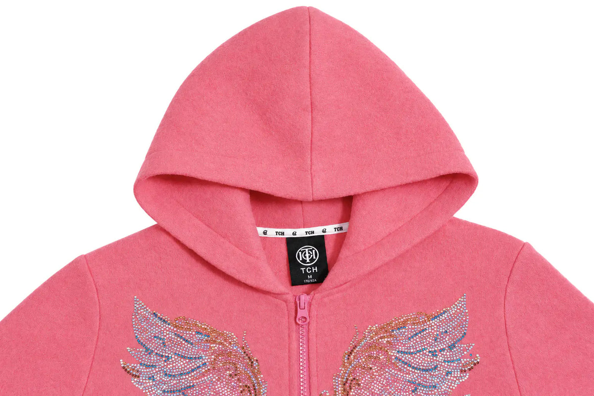 TCH Rhinestone Angel Wings Pink Tracksuit Set