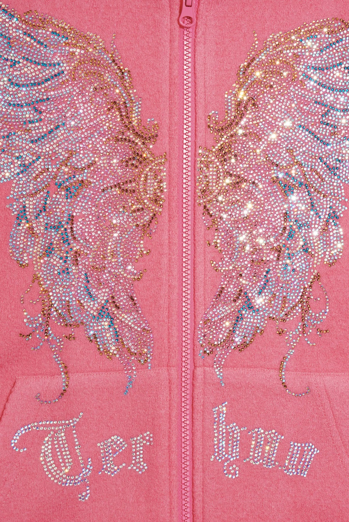 TCH Rhinestone Angel Wings Pink Tracksuit Set