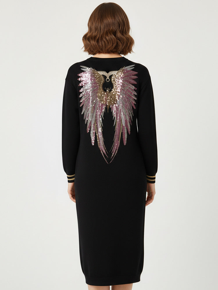 tch rhinestone angel wings polo sweatshirt midi dress black HighEnd Luxury Streetwear Brand Official Showcase