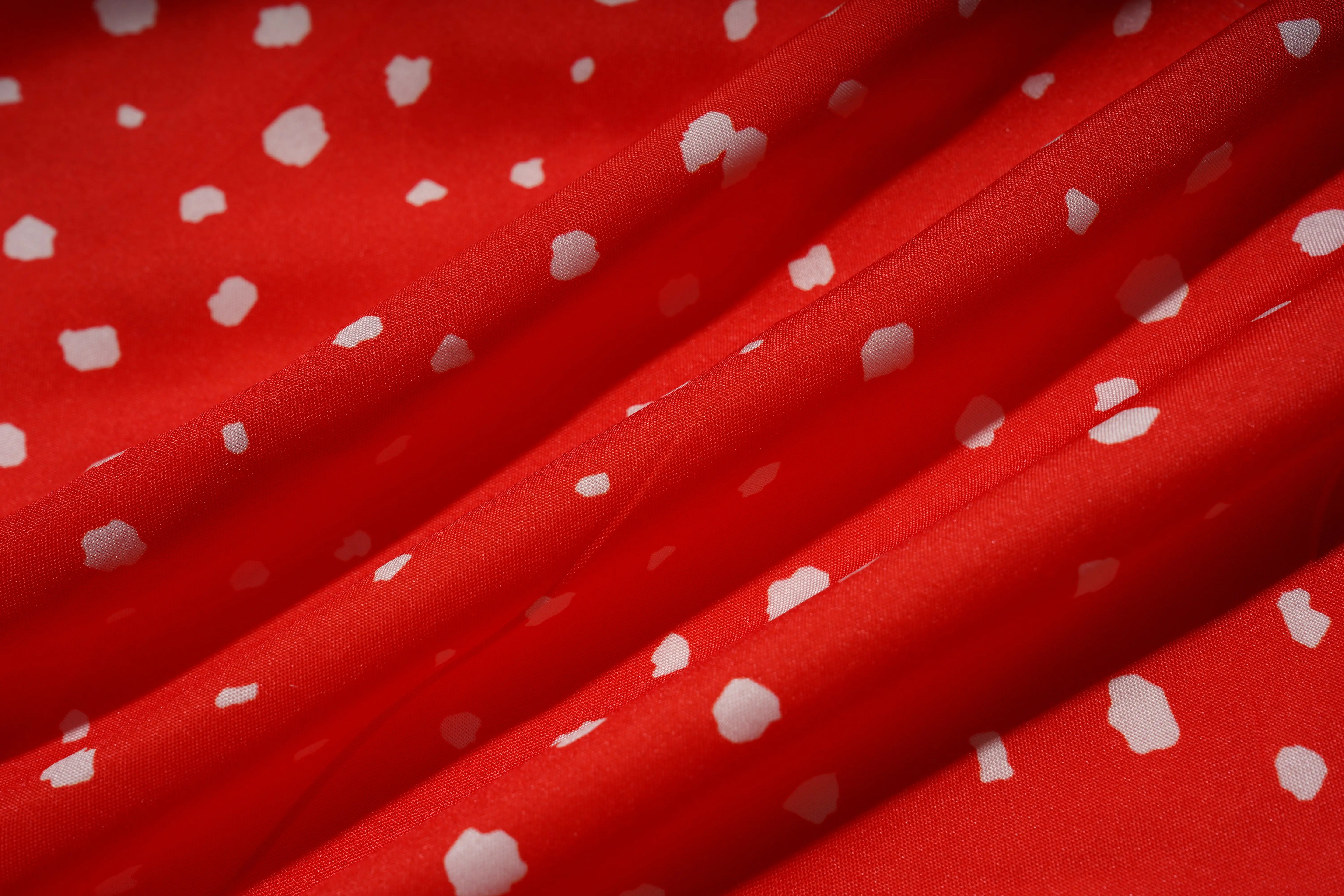 Red fabric with white polka dots, TCH Rhinestone Animal Polka Dot Shirt