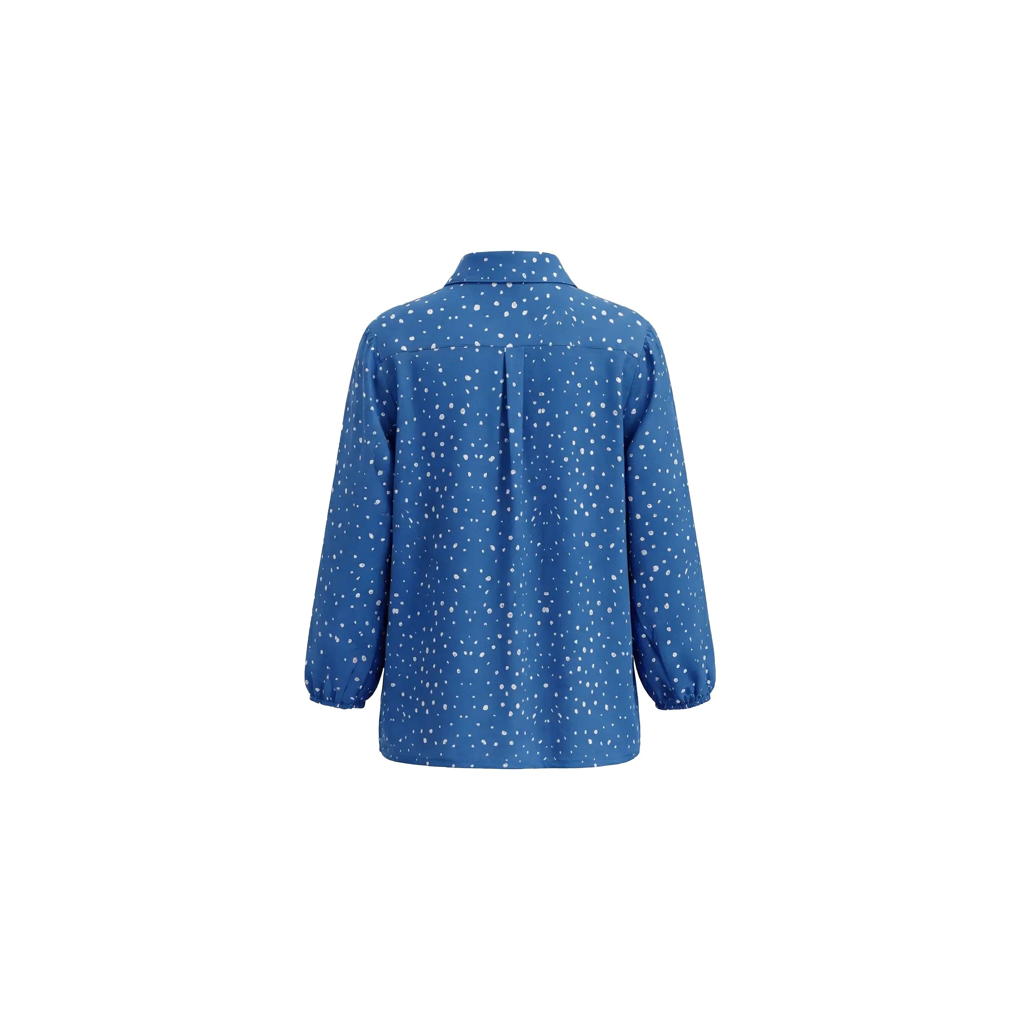 Blue shirt with white pattern on a white background, TCH Rhinestone Animal Polka Dot Shirt