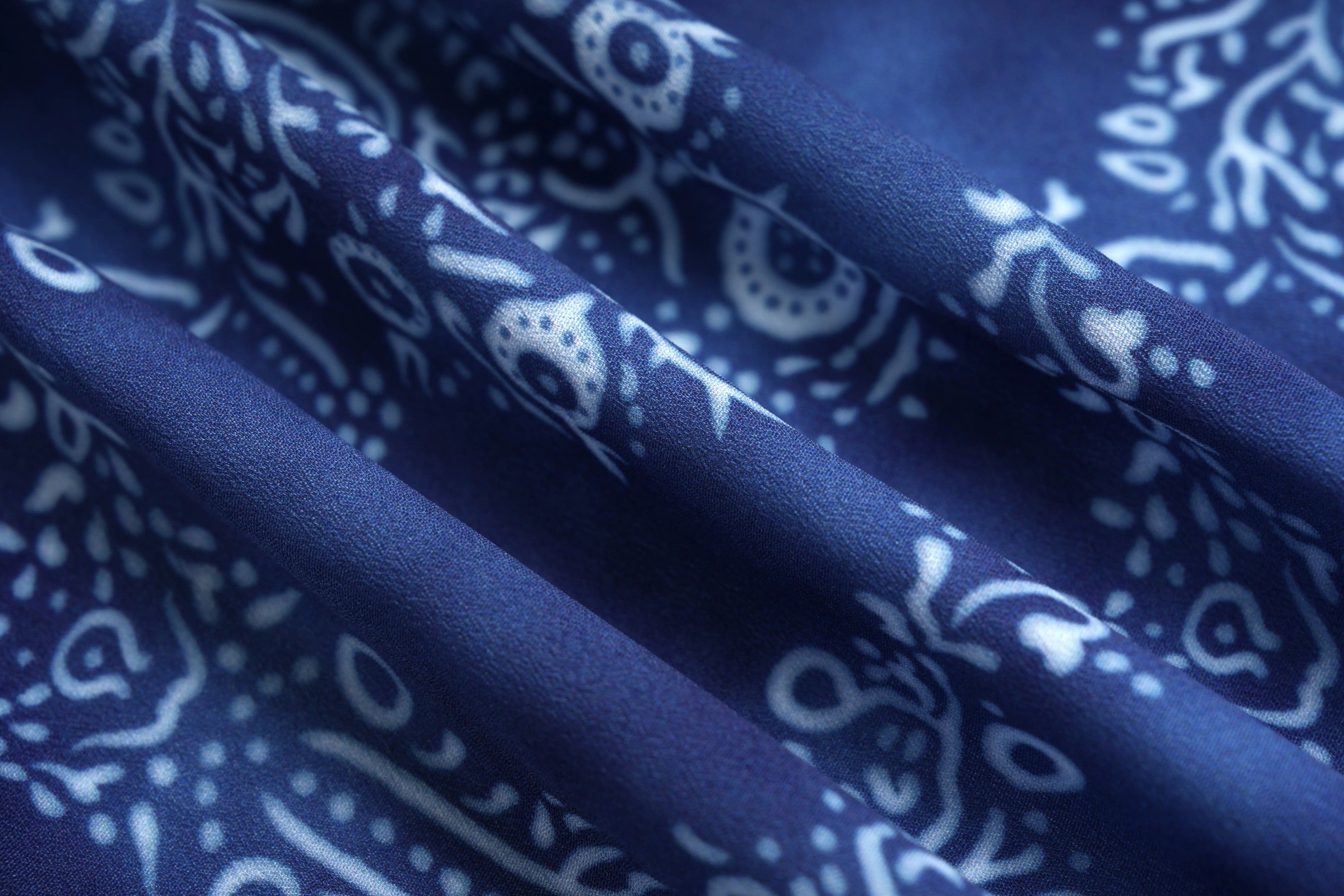 Blue fabric with white pattern, TCH Rhinestone Bow & Floral Blue Dress