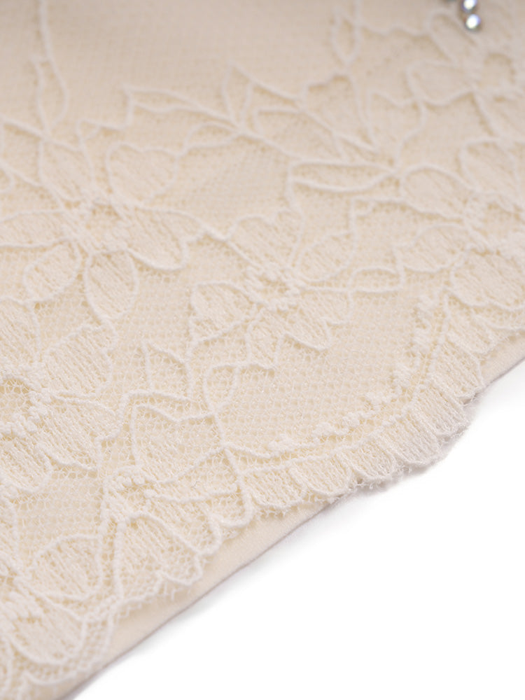 tch rhinestone bow floral lace padded bandeau cami beige HighEnd Luxury Streetwear Brand Official Showcase