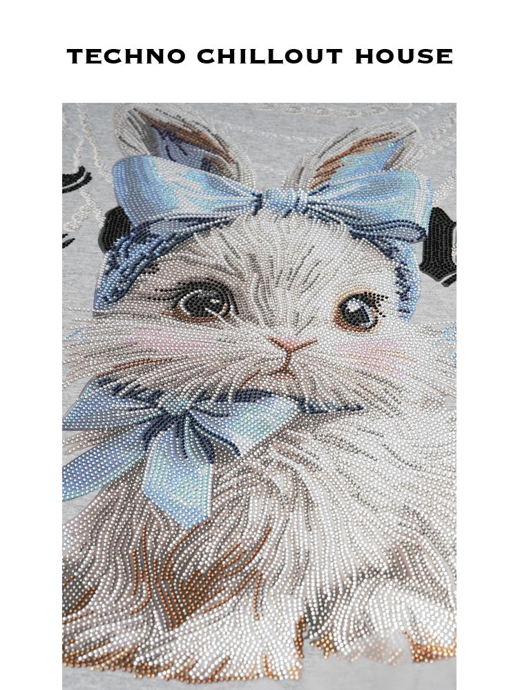 tch rhinestone bunny oversized sweatshirt dress lightgray HighEnd Luxury Streetwear Brand Official Showcase