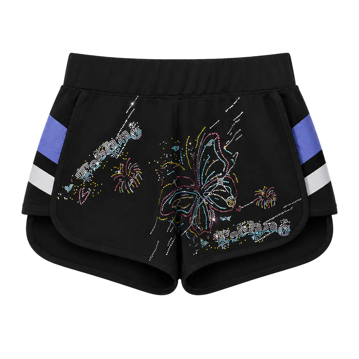 TCH Rhinestone Butterfly Firework Double-Layer Sport Shorts Luxury Streetwear Brand Official Showcase