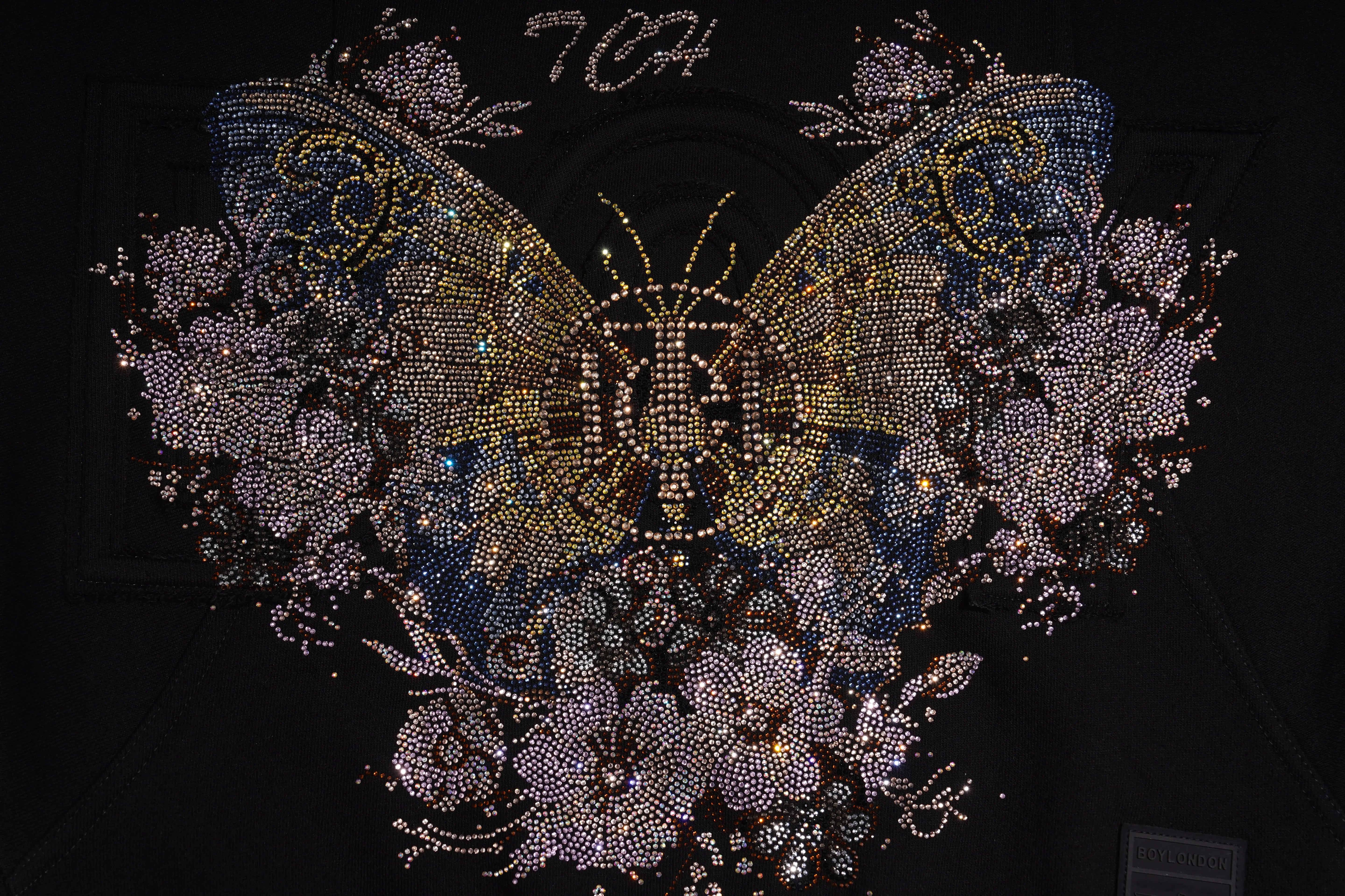 TCH Rhinestone Butterfly Floral Cropped Sweatshirt Luxury Streetwear Brand Official Showcase