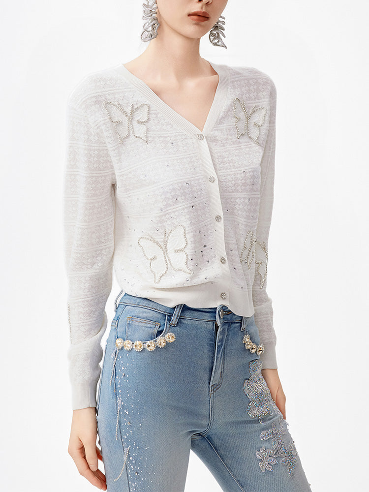 tch rhinestone button sparkle knit top beige HighEnd Luxury Streetwear Brand Official Showcase