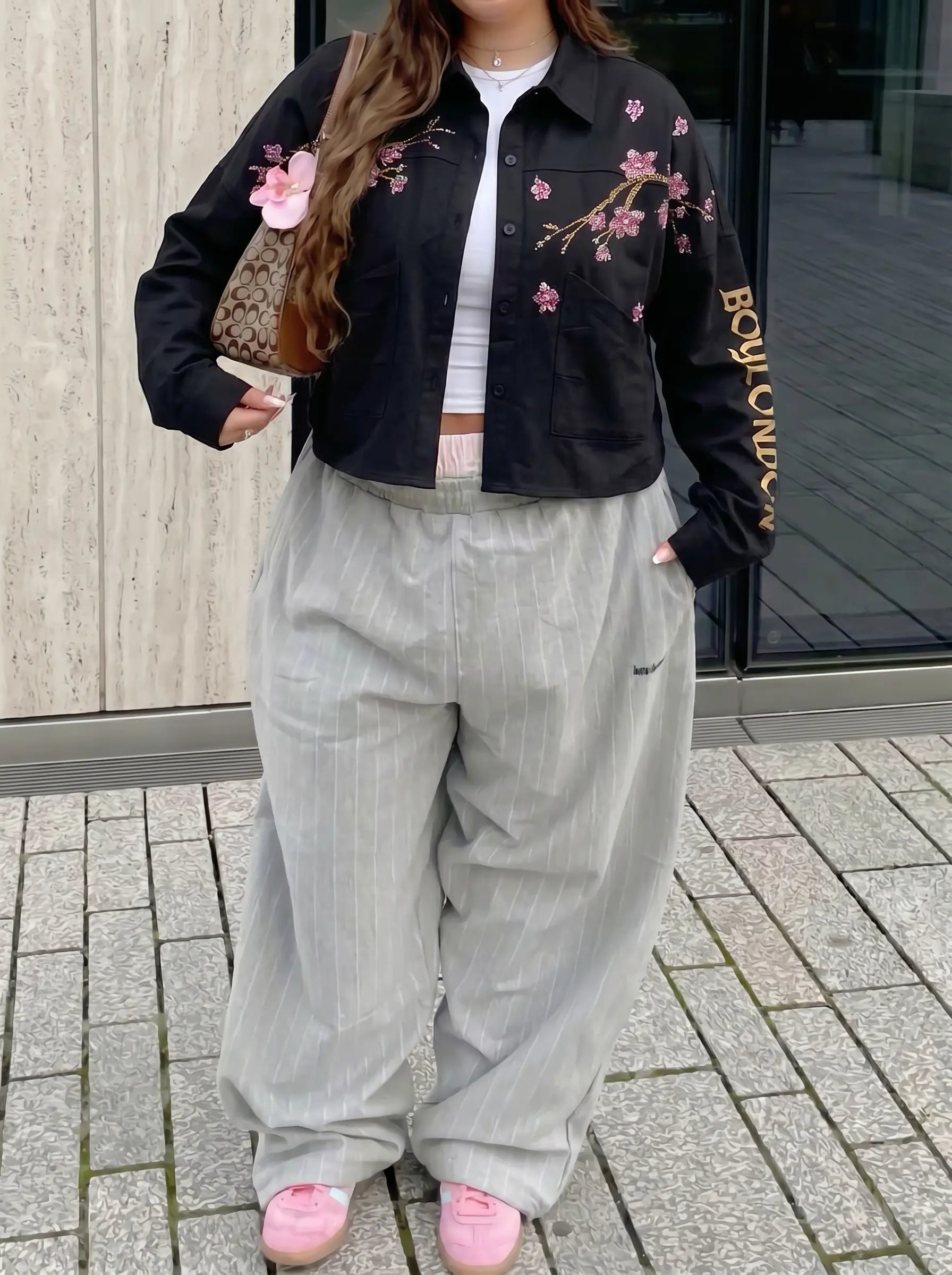 TCH Rhinestone Cherry Blossom Utility Shirt Jacket TCH Rhinestone Cherry Blossom Utility Shirt Jacket
