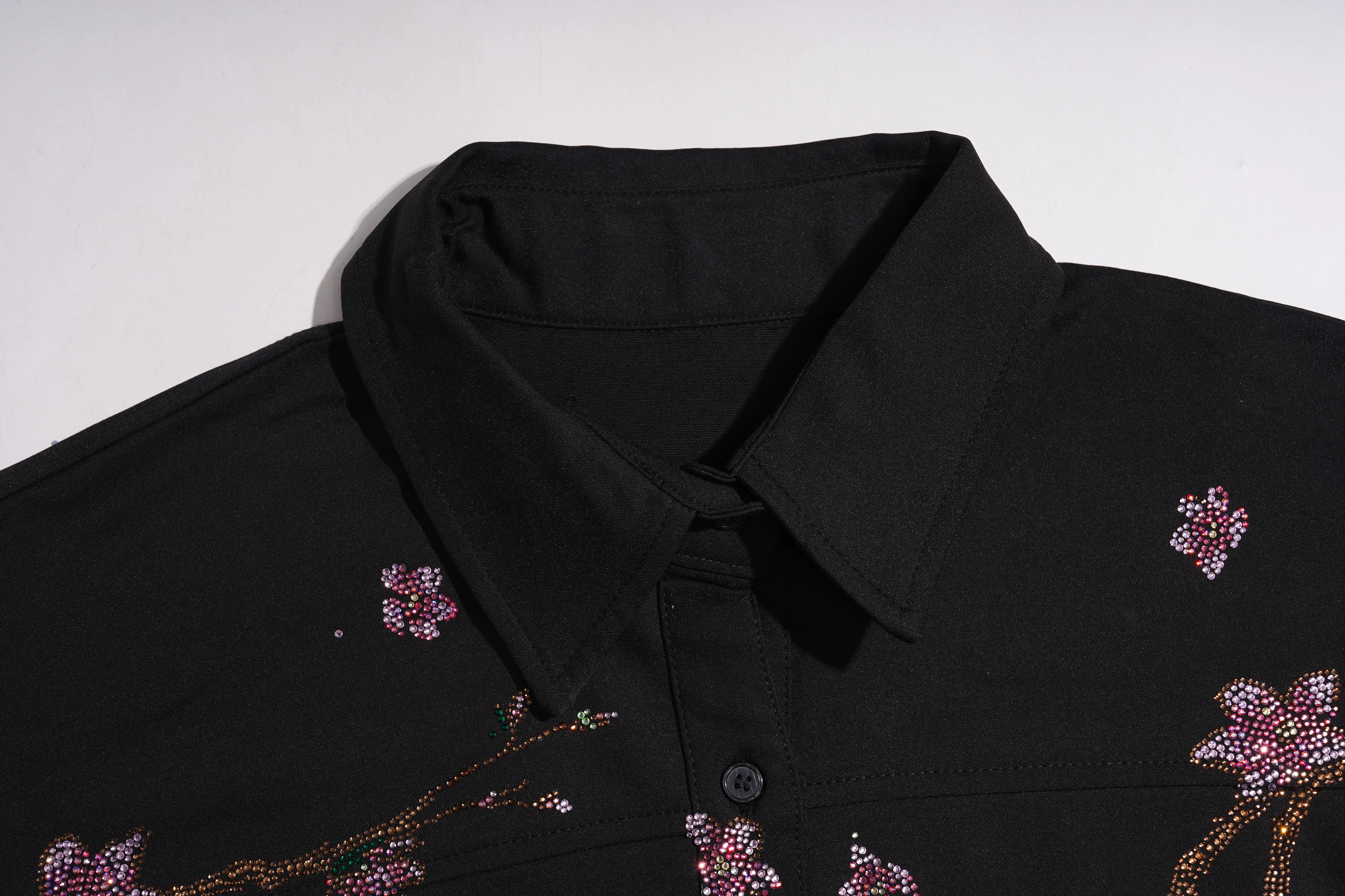 TCH Rhinestone Cherry Blossom Utility Shirt Jacket TCH Rhinestone Cherry Blossom Utility Shirt Jacket