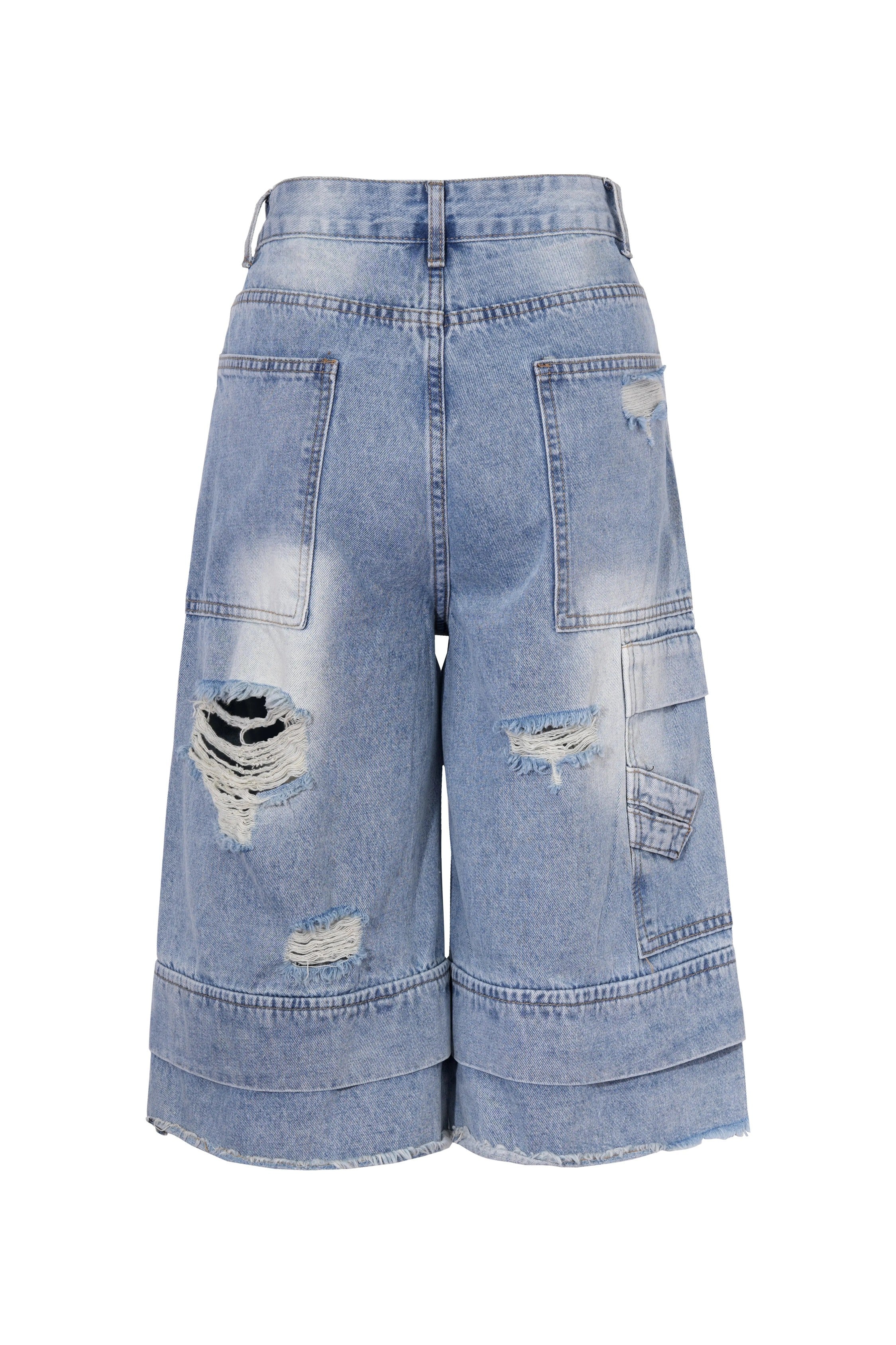TCH Rhinestone Cross Distressed Cropped Jeans - 4